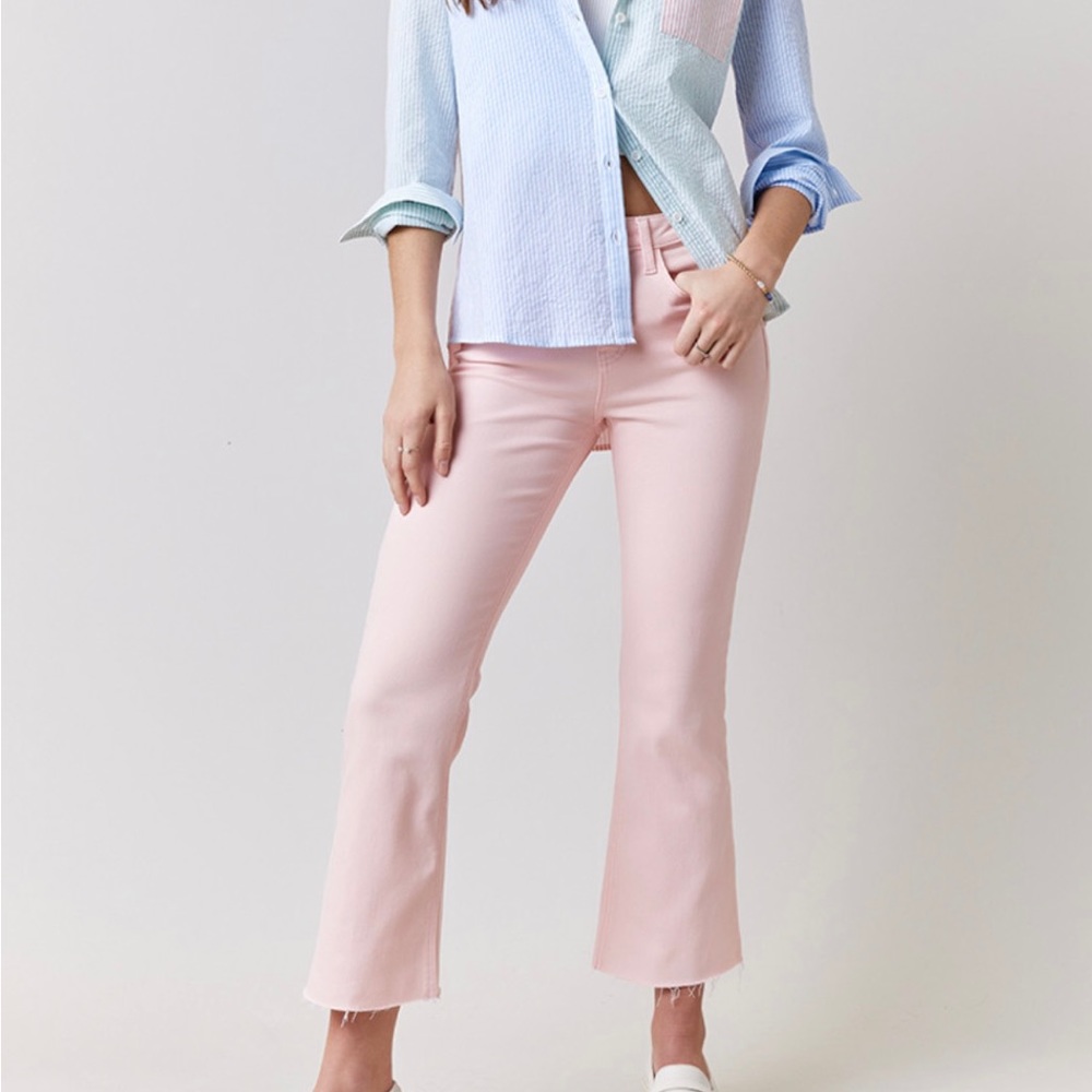 Harper Heritage Frayed Kick Crop Colored Jeans